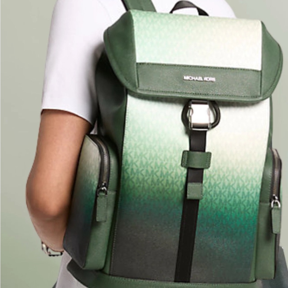 Men's Michael Kors dome Backpack cooper logo brown / green NWT - Picture 2 of 16